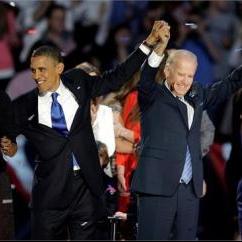 The Obama's and the Biden's celebrate