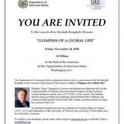 Invitation Book Launch, Glimpses of a Global Life - Sir Shridath Ramphal’s Memoir